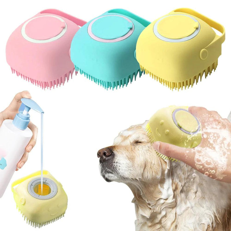 Escova De Banho Silicone - Para Pets 3 Em 1